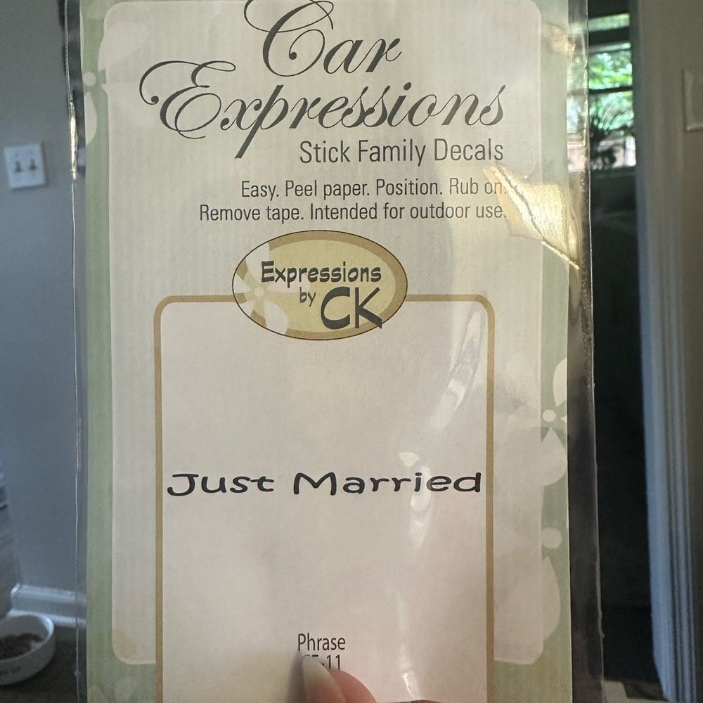 Just Married Car Decal Sticker White Glass Adhesive